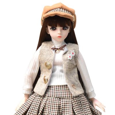 China New style 1/3 bjd dolls action number fashion interactive faux fur color pure fur hooded coat boots and 60cm doll for sale