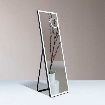 China Bright High Quality Switch Floor Standing Dressing Full Length Mirror Cloakroom Mirror With Led Lights for sale