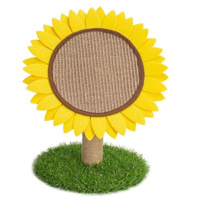 China Viable Sunflower Formed Sisal Cat Scratching Post Scratcher Toy Cat Tree Tower for sale