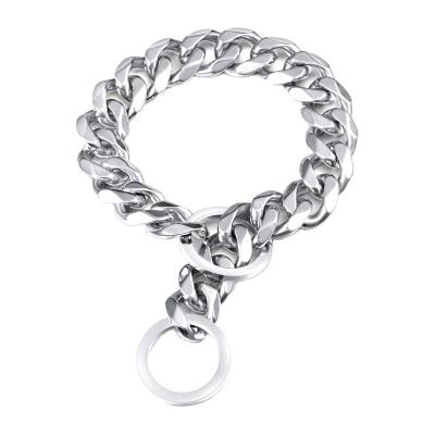 China Stainless Steel Gold Dog Chain Collar Durable Heavy Duty Cuban Link Dog Collar for sale