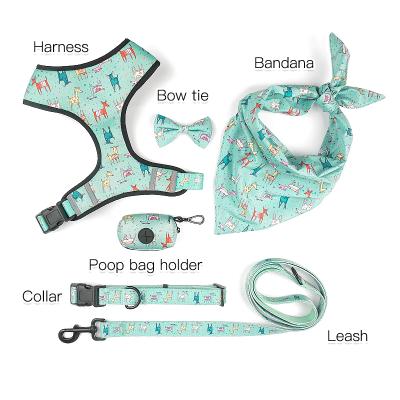 China Reflective Hot Selling Custom Printing Dog Harness Set Breathable Mesh Dog Harness Collar Scarf Amazon Poop Bag Holder - Buy Designer Dog for sale