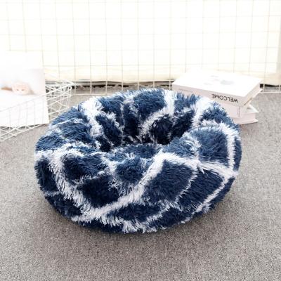 China Viable Colorful Plush Around Cat Cushion Bed Cat Donuts for sale