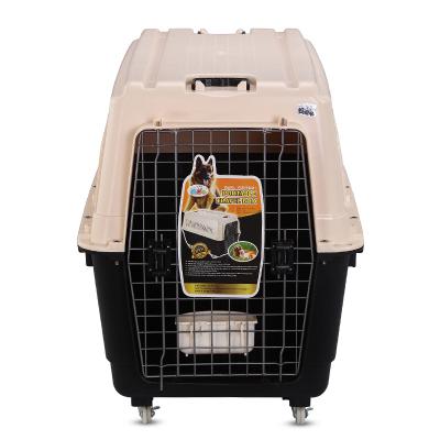 China Breathable Luxury Air Lines Approved Trolley Plastic Cat Cage Travel Carrier Dog Outdoor Pet Air Box for sale