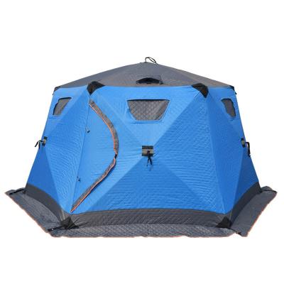 China Outdoor Winter Fishing Hot Sale Winter Insulated Ice Fishing Tent Portable Automatic Ice Fishing Thermal Shelter For 6 Person for sale