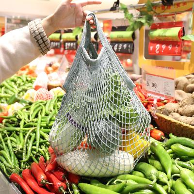 China Reusable Eco-Friendly Cotton Shopping Bag Supermarket Portable Vegetables Fruits Mesh Shopping Bags for sale