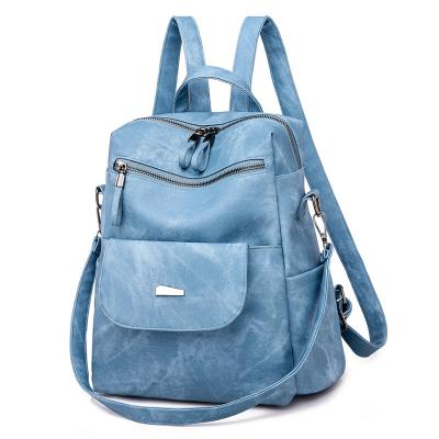 China Wholesale Water Resistant PU Leather Lady Backpack Waterproof Large Capacity Outdoor Women Backpack for sale