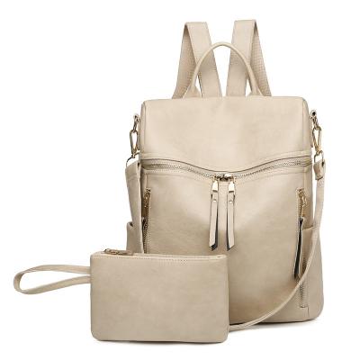 China Wholesale Waterproof Multi-Function Double Zipper Travel PU Woman Backpack Leather Student Backpack for sale