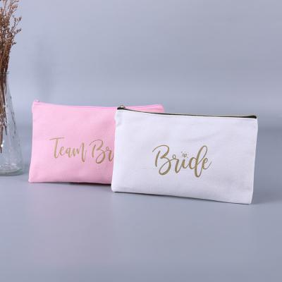 China Durable Simple Cosmetic Makeup Bag Portable Canvas Women Travel Portable Logo Pocket Pouch Bag for sale