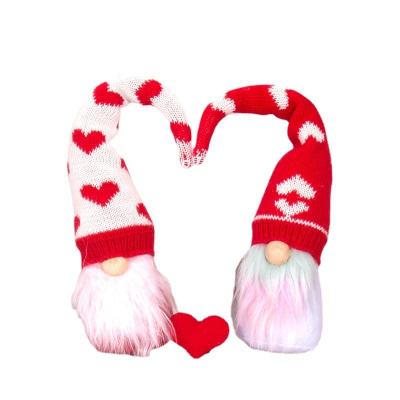 China Wholesale Polyester Long Hat Knitted Stuffed Doll Valentine's Day Red-Pink Gnome Lovely for sale