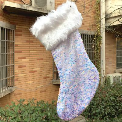 China Festival Stuff Xmas Sock Air Embroidery Sequin Fabric Custom Huge Christmas Stocking New for sale