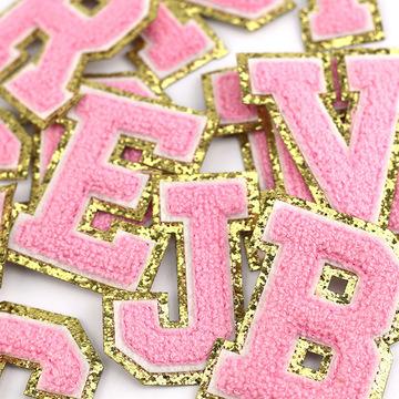 China Other Glitter 26 Alphanumeric Fabric Stickers Brand Clothing Accessories Towel Embroidery Patch for sale