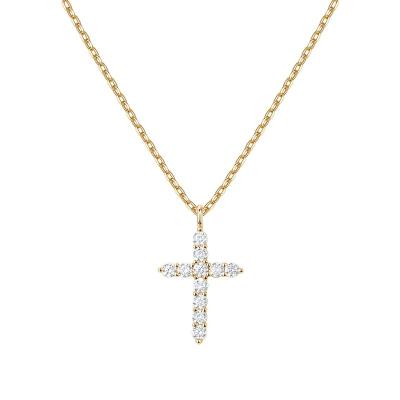 China Punk 925 sterling silver plated 14K gold Jesus Christ CZ Cross necklace pendant set with AAAAA cubic zirconia for sale