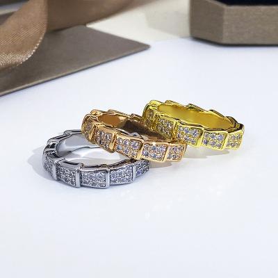 China CLASSIC Famous designer jewelry 18K gold with diamonds and agate 4mm BV Snake bone open ring for sale