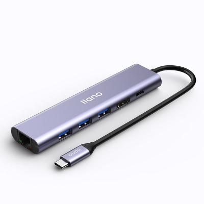 China Data Transmission Multi-port Usb C Hub Usb Hub 3.0 Pd100W Usb Charging Type C Docking Station With Gigabit Ethernet Port 4K for sale