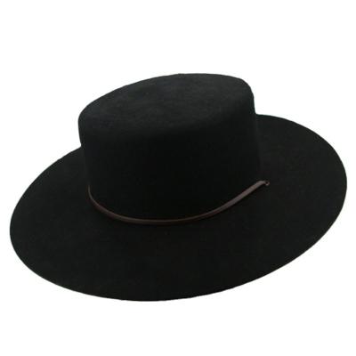 China 100% Wool Fedora Felt Hats Cowboy Hat Black Luxury 100% Wool Hat Fashion High Quality Australian Wholesale Wide Brim Black Felt for sale