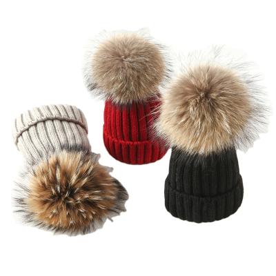 China breathable & Real raccoon fur pom pom waterproof wholesale hats for women for sale