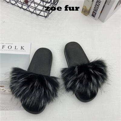 China Wholesale Custom Made Breathable Faux Fur Slippers Environmental Protection Fluffy Sandals Ladies Smudge Fur Slides for sale