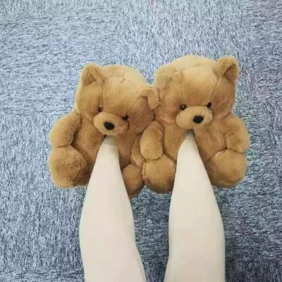 China Wholesale New Arrivals Women Slippers Teddy Bear Fashion Trend Customization Animal Fluffy Plush Home Slippers for sale