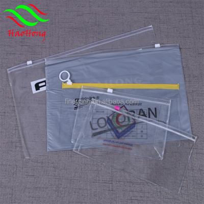 China BIODEGRADABLE hot sale cheap A4, A5, pe B5 transparent plastic zip lock folders bag /zip wallet with printing for sale