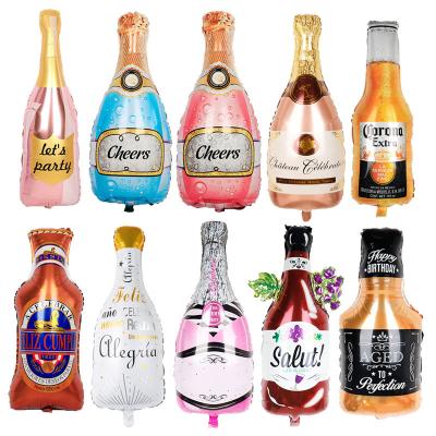 China Party decoration large decorative foil balloon party celebration glass and wine bottle for sale