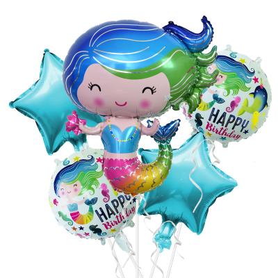 China Beauty Decorations Helium Foil Balloon Mermaid Set for Girl's Birthday for festa de la fiesta y de Dino Para Theme Party Decoration for sale