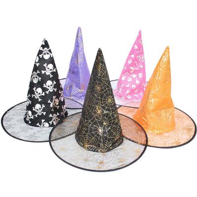 China Disposable Halloween Wizard Hat Printing Party Hats Disguise Props Witch Cosplay Hat For Adults And Kids for sale