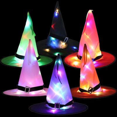 China Cheap Halloween HAT Party Decoration LED Disposable Luminous Witch Hat Magician Hat for sale