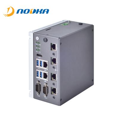 China Industrial Automation DIN 6 LAN Fanless Rail Mounted Apollo Lake J3355 Mini Embedded PC for sale