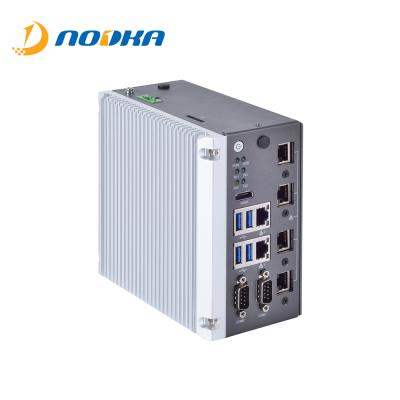 China Fanless industrial automation embedded computer for DIN rail mounting with J3355 processor and 2x LAN and 2x mini-PCIe. for sale