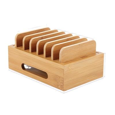 China Solid Bamboo Good Design Phone Charging Station Bamboo Organizer for sale