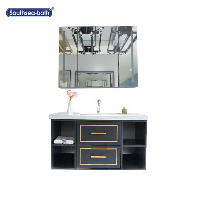 China New Arrival 2021 Modern Design Style Bathroom Furniture Wall Mounted Solid Wood Modern Cabinet Vanity for sale