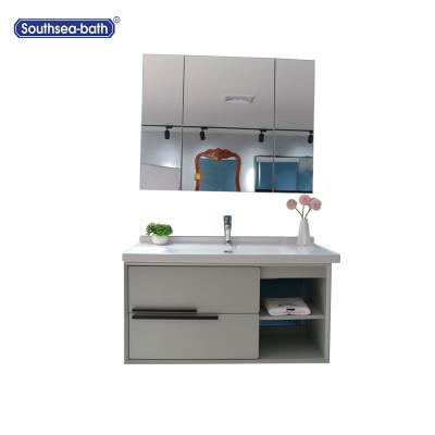 China Modern Hanging Type Wooden Bathroom Cabinet Vanity With Lighted Mirror for sale