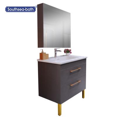 China Competitive price modern solid wood bathroom vanity with bluetooth mirror and under mount sink for sale