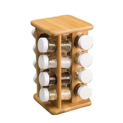 China Wholesale Viable Revolving Kitchen Spice Rack Bamboo Organizer On Sale for sale