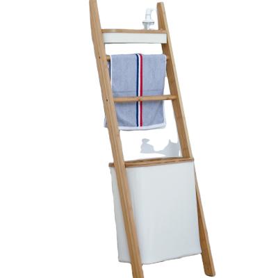 China Natural Bamboo Layer Shelf Storage Rack Multi Ladder Sustainable Storage Racks And Holders For Bathroom for sale