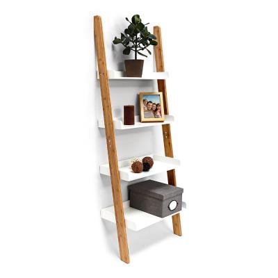 China Natural Bamboo Layer Shelf Storage Rack Multi Ladder Sustainable Storage Racks And Holders For Bathroom for sale