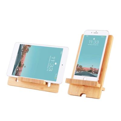 China Eco-Friendly Sustainable Bamboo Wooden Stand Portable Phone Holder Charging Mobile Stand for sale