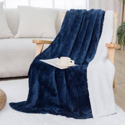 China Manta Single Super Soft Microfiber Bed Covers Wholesale Manufacturers Polyester Double Layer Solid Plain Sherpa Fleece Blanket for sale