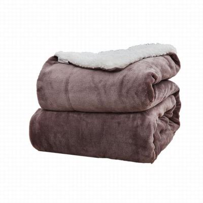 China Anti Static Double Layer Blankets Micro Lambswool Fleece Sherpa Blanket For Winter Double Layer for sale