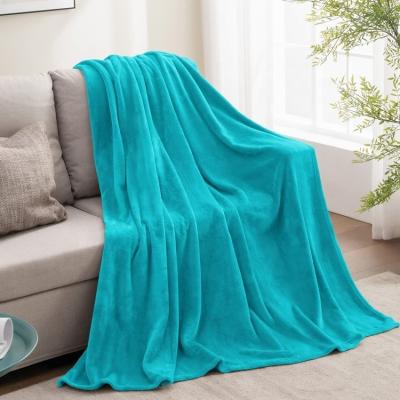 China Wholesale Simple Teal Soft Cozy Fuzzy Mint Green Multicolor 100%Polyester Plush Fleece Thorw Blankets For Sofa And Bedding for sale