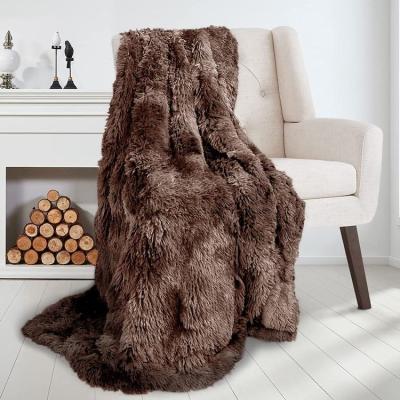 China Custom Design Double Layer Plush Faux Fur Large Fluffy Luxury Brushed Blankets For Bedding for sale