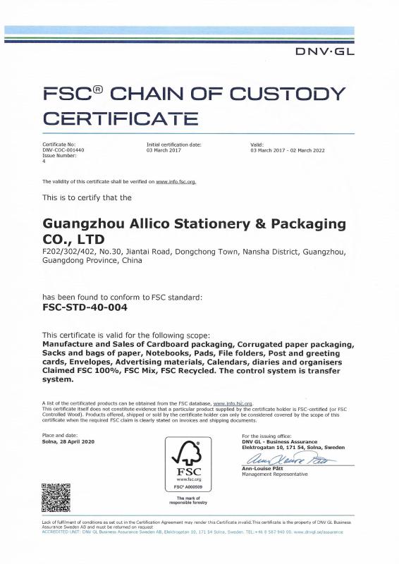 FSC - Guangzhou Allico Stationery & Packaging CO., LTD.