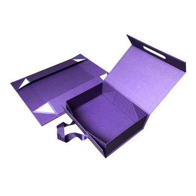 China Customized Portable Folding Luxury Luxury Purple Gift Box Recyclable Box Clothing Packing Box for sale