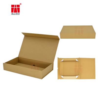 China ALLICO Brown Magnetic Folding Packaging Box Recyclable Wholesale Foldable Cardboard Boxes Cardboard Paper Packaging For Clothing OEM Styles 7 Days for sale