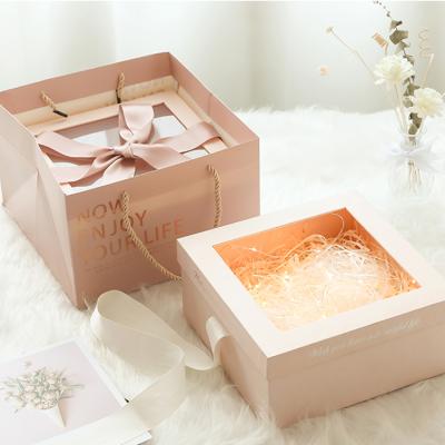 China Wholesale Custom Handmade Luxury Logo Printed Cardboard Rectangle Paper Box Packaging Soap Rose Flower Gift Box With Ribbon Package for sale