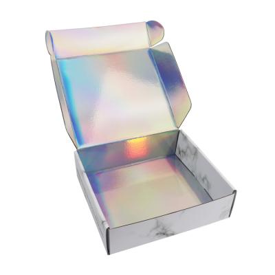 China Handmade Custom Logo Design Corrugated Clothing Boxes Product Packaging Mailing Holographic Mailing Box For Wigs for sale