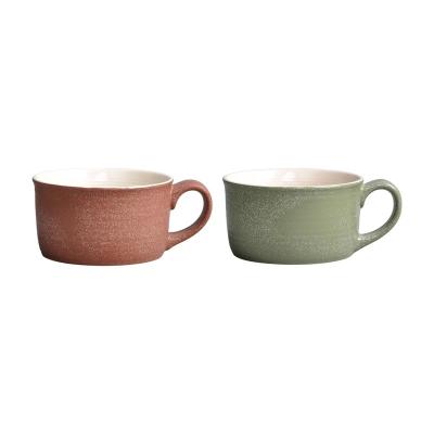 China 700Ml 24oz Disposable Reactive Glazed Ceramic Soup Bowl With Ear Handle Pottery Mug for sale