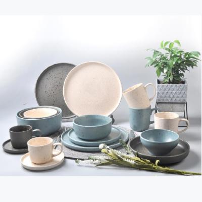 China Dot And Colorful Matte Reactive Disposable Outdoor Glaze Sets Tableware Wholesale for sale