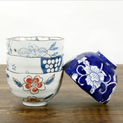 China Wholesale Home Viable Shiny Luster Hotel Restaurant Hand Painted 5 Inch Ceramic Rice Bowl for sale