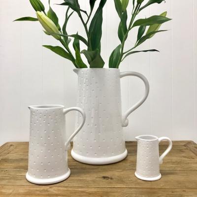 China Single Color 20cm Sustainable White Customized Grace Ceramic Stoneware Jug for sale